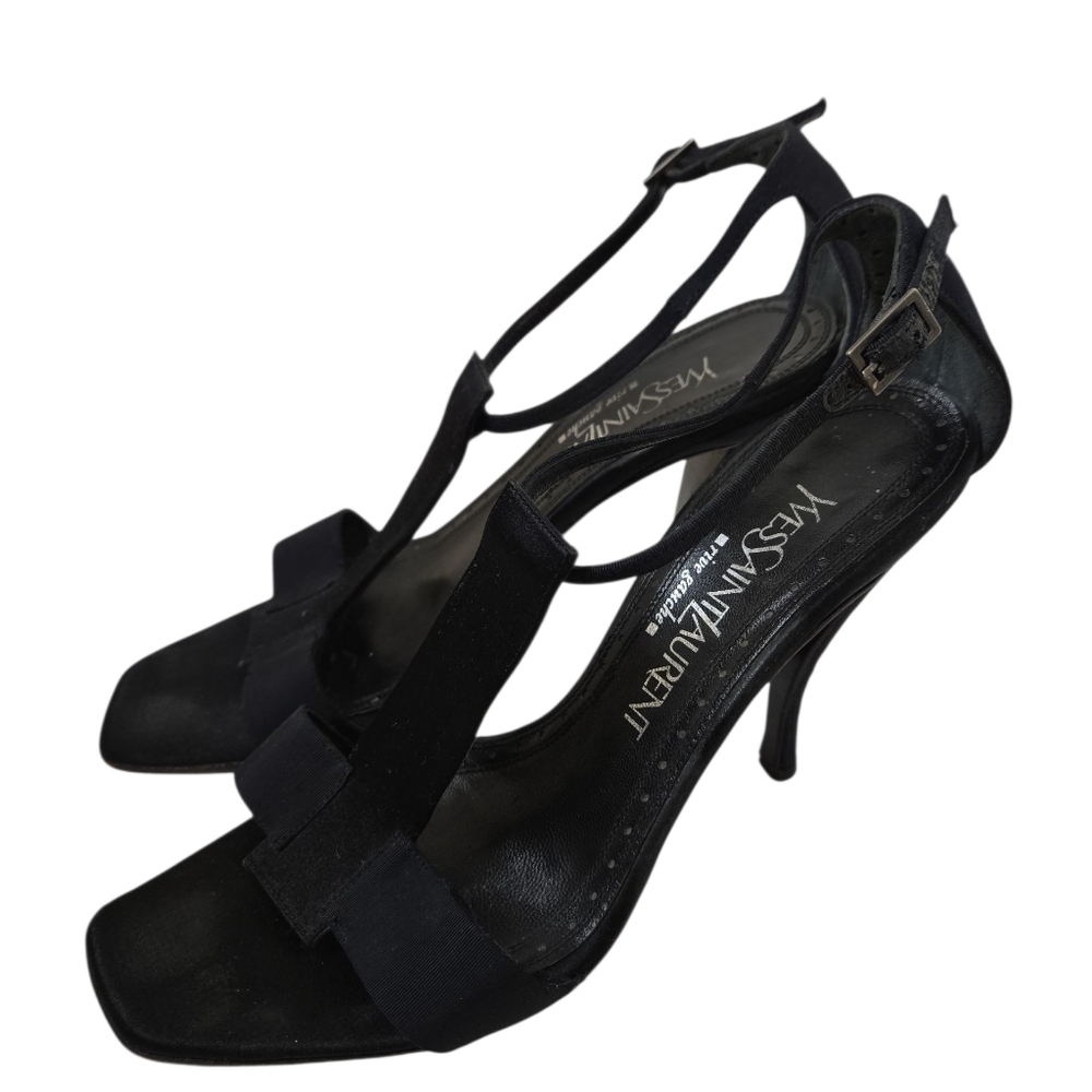 Vintage Yves Saint Laurent Black Stiletto Heels Size 37.5 - Picture 1 of 8